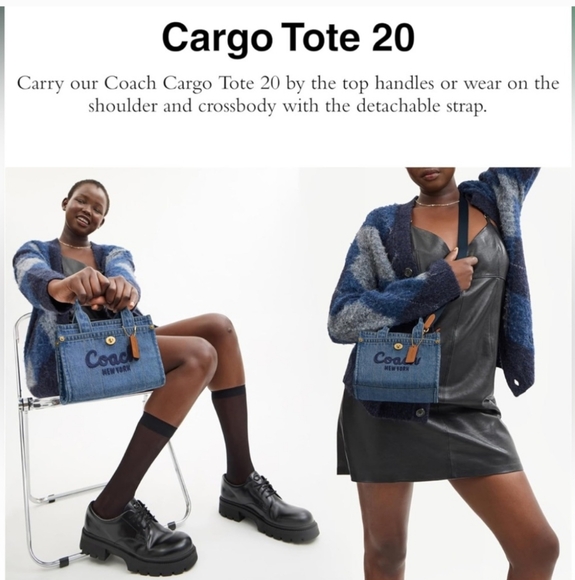 COACH Mini Denim Cargo Tote 20 - Picture 6 of 6